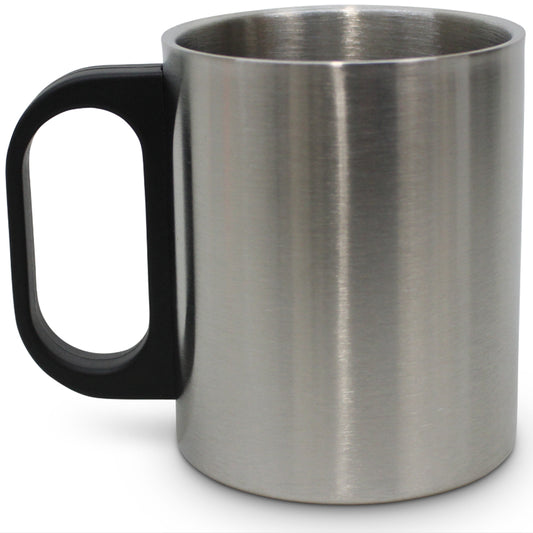 This double walled stainless steel mug is the perfect travel companion.  Keeping your drink warm, this double walled mug is perfect for sipping a long black as you paint the landscape, or waiting for the perfect lighting with your camera on a clear day. Weighing 115g it can also act as a paperweight for those flyaway drafts!  Stainless steel construction Plastic handle Weight 115gm Capacity 177ml or 6oz (3/4 latte, flat white, magic, macchiato and long black) 80mm High - 65mm Across www.defenceqstore.com.au