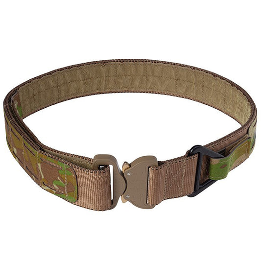 Discover ultimate stability with the ECS BELT. Constructed from double layer 38mm TY13 Resin coated webbing, this belt features AUSTRI ALPIN COBRA Buckle and AL-44 V Ring attachment point to keep you secure. The outside is also equipped with a Laminated laser cut MOLLE system and inner hook Velcro lining, ensuring effortless attachment and stabilizing of pouches! Experience strength and safety like never before. www.defenceqstore.com.au