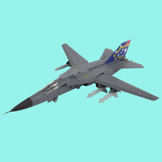 Relive three decades of Australian air force power with this formidable 1/72 scale F-111C "Pig" from Hobby Master, capturing aircraft A8-131 in its iconic 1973-2003 service livery. www.defenceqstore.com.au