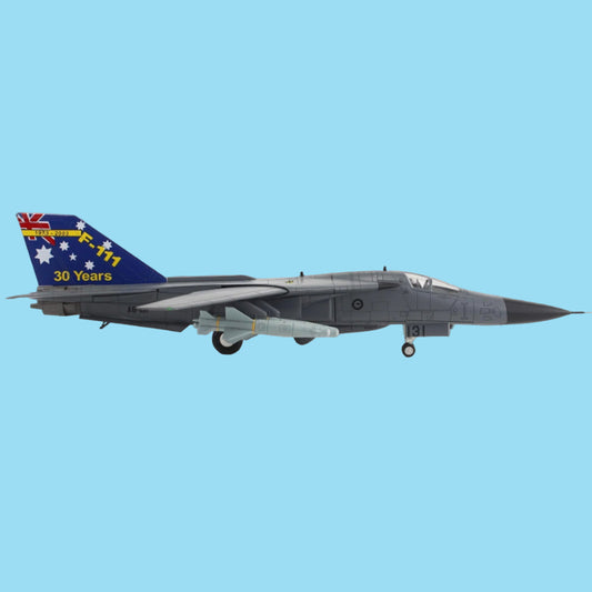 Relive three decades of Australian air force power with this formidable 1/72 scale F-111C "Pig" from Hobby Master, capturing aircraft A8-131 in its iconic 1973-2003 service livery. www.defenceqstore.com.au