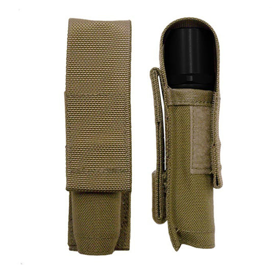 Designed to carry Surefire G2 series torch. Molle attachments, up to 1.5". Adjustable velcro lid. Will also fit 6P series (Pictured). Requires one MOLLE column for attachment. www.defenceqstore.com.au