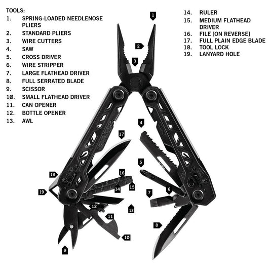 Now in blacked out! The Truss is an all-inclusive multi-tool, with 17 tools built to the exacting needs of the professional user in a size-conscious design. This full size multi-tool aims to remove excess heft while keeping all of the functionality. The result is a professional-grade multi-tool that bridges the gap between the problem and the solution. www.defenceqstore.com.au