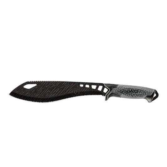 The weight-forward, skeletonized blade design gives swift results with less effort while the Chizl'd blade finish offers a sharp appearance. Forward jimping on the top of the blade gives grip when batoning, and the high comfort handle means less fatigue and hot spots. The slender multi-mount sheath has a push tab release for seamless deployment and re-sheathing. www.defenceqstore.com.au