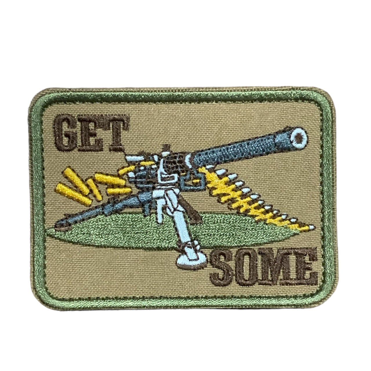 Upgrade your gear with the "Get Some" Morale Patch, featuring a versatile hook backing that easily attaches to our Operator Caps, Combat Shirts, and more. Measuring at a perfect 8x6cm, this patch is the perfect addition to any Hook & Loop setup. www.defenceqstore.com.au