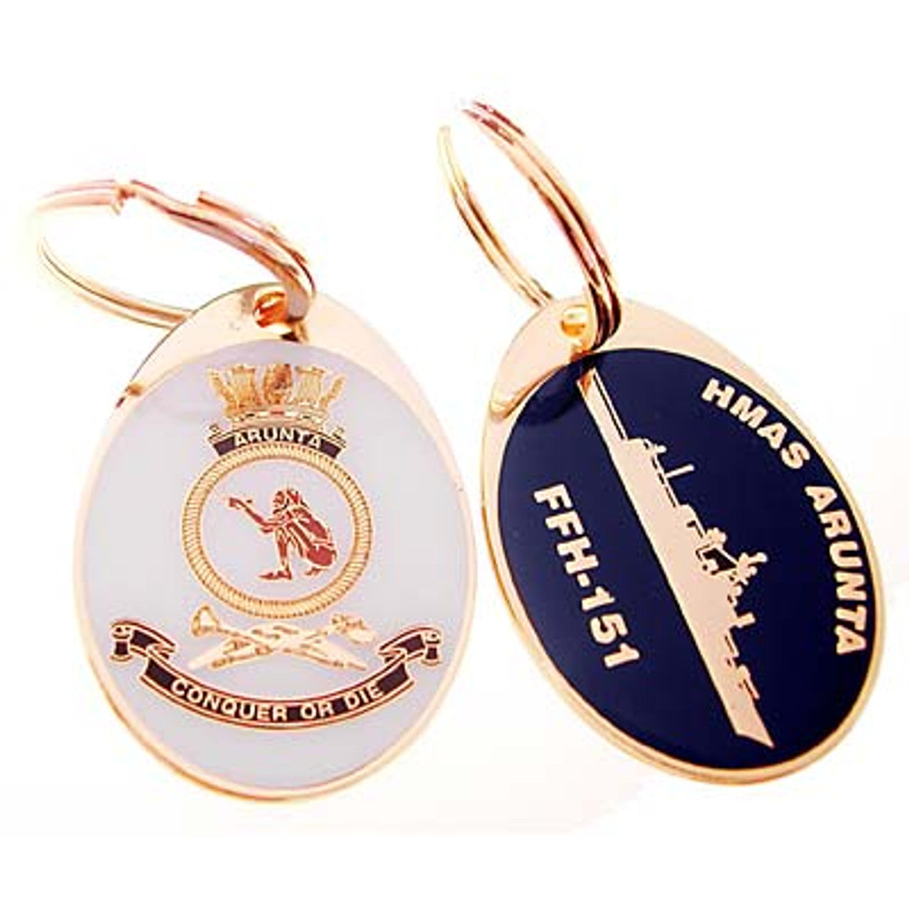 Looking for a unique and practical key ring? Look no further than the HMAS Arunta key ring, available now from the tactical specialists. This stunning 40mm gold plated enamel key ring is not only a great way to keep your keys organized, but also a great conversation starter. Place your order today and never lose your keys again. www.defenceqstore.com.au