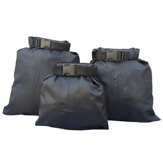 Take your adventuring to the next level with the 3 Pack Set Lightweight Dry Bag Set. The durable 30D Nylon material, coated with water-resistant silicon, ensures that these bags can withstand any challenge you throw at them. No need to worry about tears or damage - these bags are built to last and give you peace of mind. Don't let anything hold you back from your next great adventure. www.defenceqstore.com.au