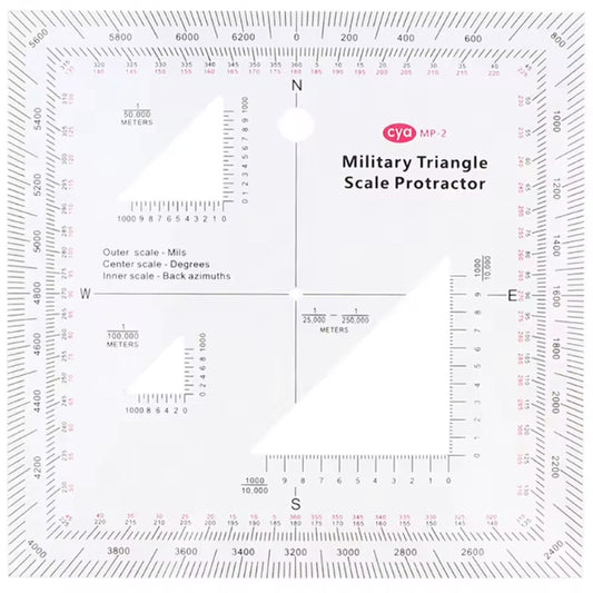 Discover your location and destination with ease during emergencies and while in the field using the Navigation Coordinate Scale Protractor. This military-grade tool, measuring 12.7x12.7cm, accurately displays coordinates when paired with a scaled map. Perfect for military personnel, it allows you to mark your location and endpoint for quick and efficient navigation. www.defenceqstore.com.au