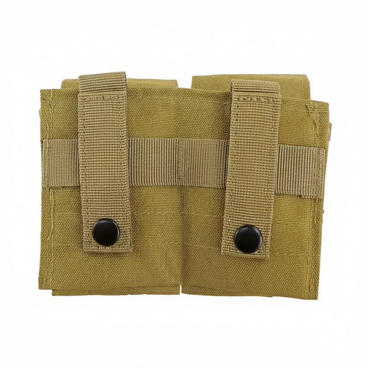 Engineered for tactical efficiency, this Double Frag Grenade Pouch secures F1 grenades and comparable equipment with reliable precision. Constructed from hardwearing 500D nylon with an integrated rear panel and MOLLE webbing, it delivers durability where it counts. www.defenceqstore.com.au