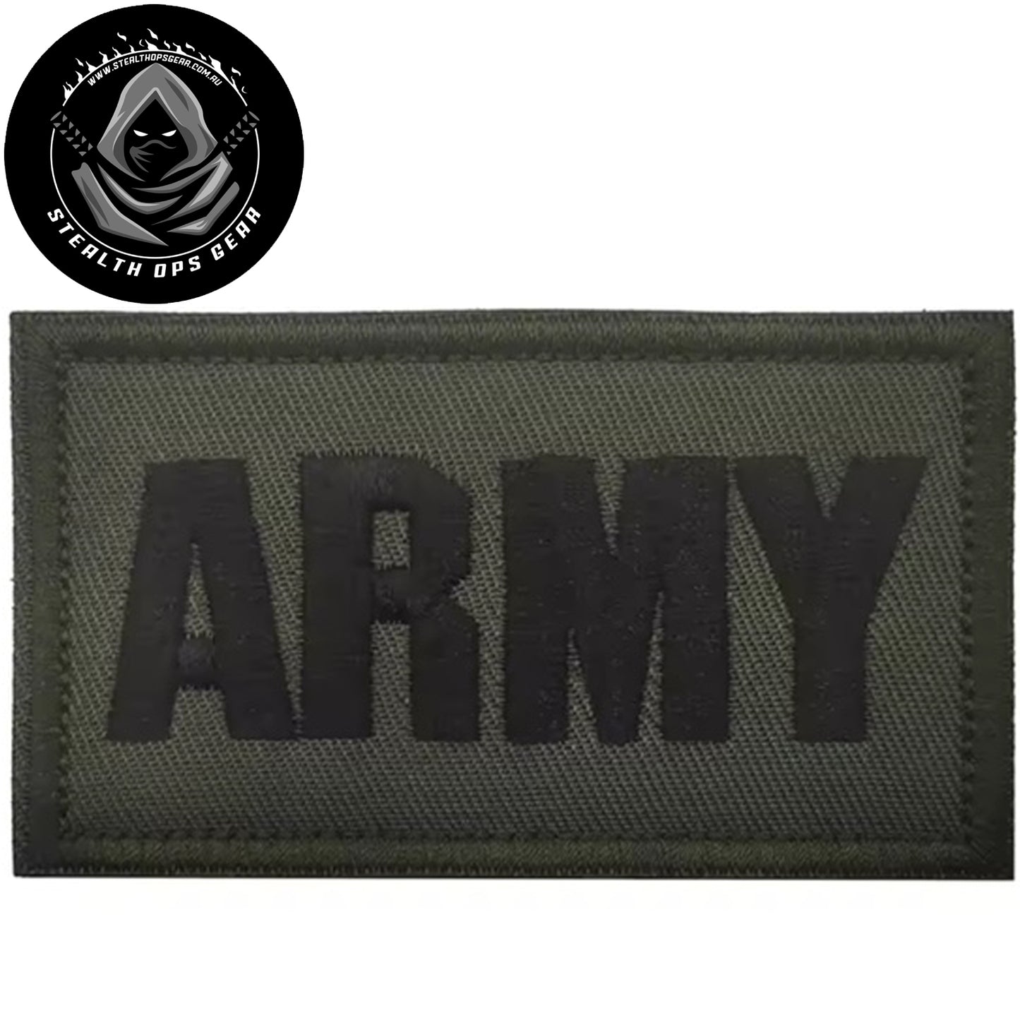 Unleash your creativity with the Army Green Embroidery Printed Patch Hook & Loop - Stealth Ops Gear ! Measuring 9x5.5cm and featuring a beautifully embroidered design and secure hook & loop backing, this patch is a must-have for any collector. www.defenceqstore.com.au