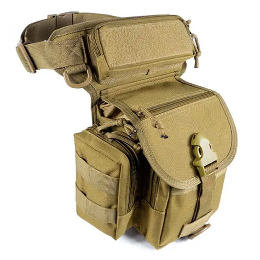 This tactical leg bag packs a generous number of storage features; a left-side card pocket, right zipper pocket, front flap chain pocket, and upper zipper pocket combined with a handy drawstring design on the main compartment. www.defenceqstore.com.au