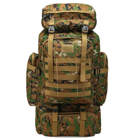 Load up the Woodland Digital Backpack 70LT from Defence Q Store with all your gear! This spacious 70LT rucksack features a flap opening, several compartments and a MOLLE grid - perfect for attaching extra pouches and equipment. Ready to go, this backpack is 72x34x17cm - get ready for your next escapade! www.defenceqstore.com.au