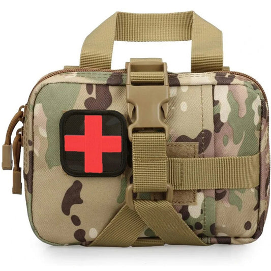This savvy medical pouch provides you with plenty of room to store your essential medical supplies. Inside, there's a meshing compartment for items you need to access quickly, plus two elastic straps that will keep fast items secure. www.defenceqstore.com.au front view pouch multicam