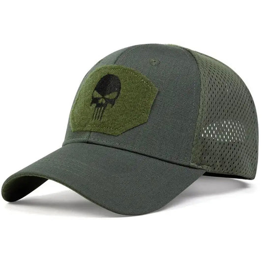 Military Punisher Cap OD Green One Size Velcro Adjustable