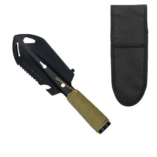 This portable trowel has many features that regular trowels don't have: Shovel Blade, Saw, Ruler, Nail Extractor, Hex Wrench, Paracord.  This shovel is made of stainless steel. Extremely durable, bend resistant, and has a lot of levering power. The blade is rust and scratch resistant, stays razor sharp and you can wash it easily. www.defenceqstore.com.au