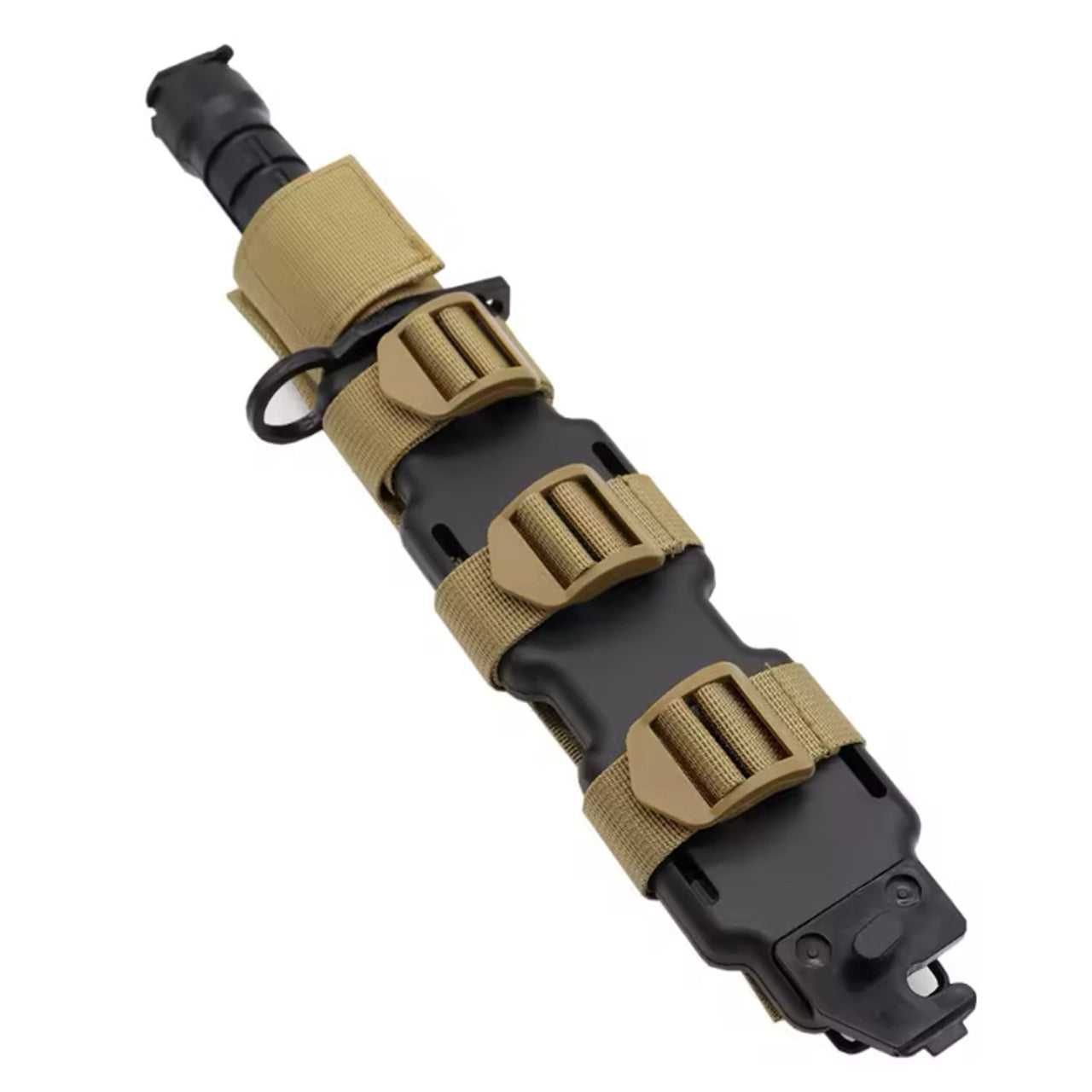 Elevate your backpack's functionality with our knife MOLLE attachment, designed to securely attach larger knives with scabbards. A must-have for any survival gear, this attachment measures 26cm long and can accommodate the majority of larger knives. www.defenceqstore.com.au