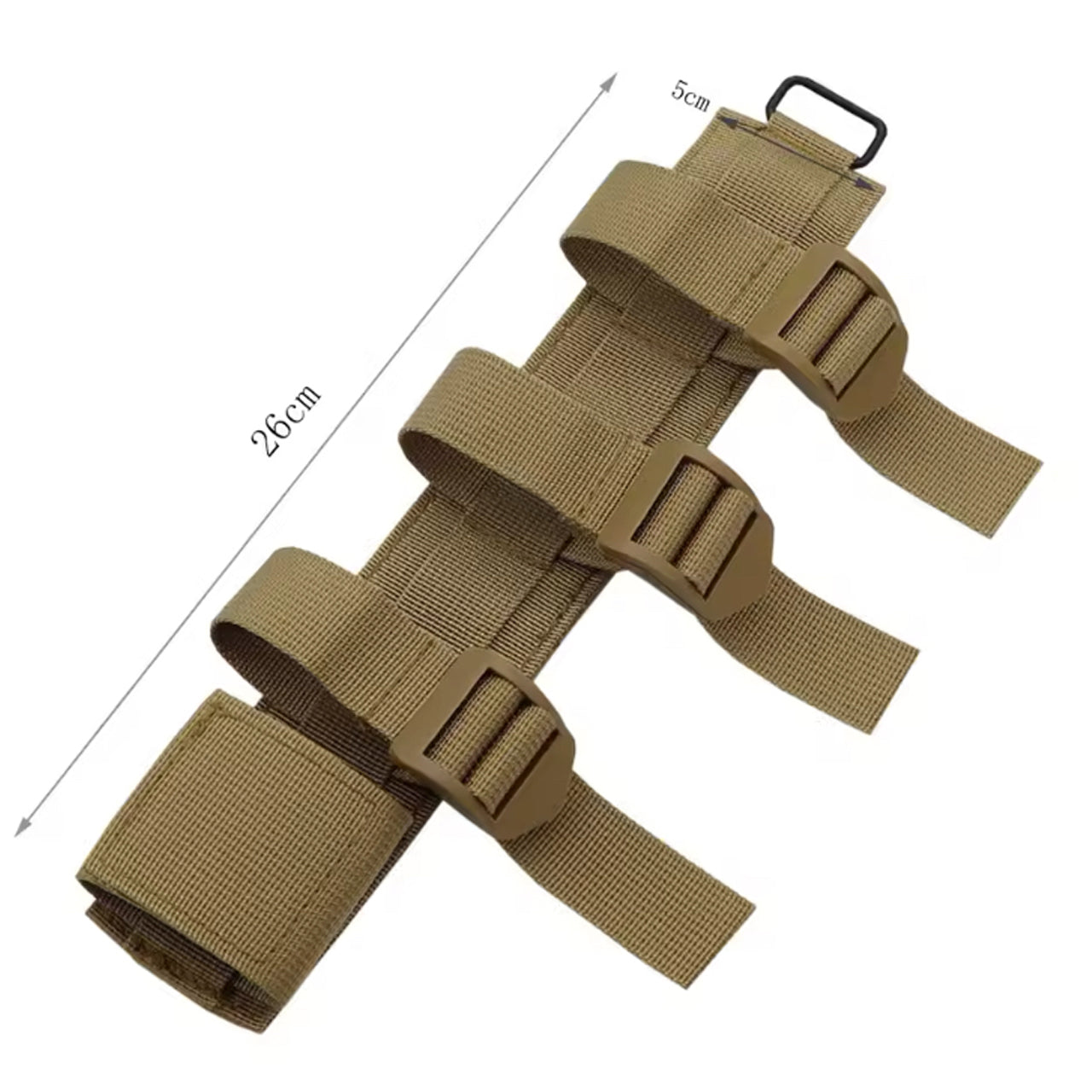 Elevate your backpack's functionality with our knife MOLLE attachment, designed to securely attach larger knives with scabbards. A must-have for any survival gear, this attachment measures 26cm long and can accommodate the majority of larger knives. www.defenceqstore.com.au