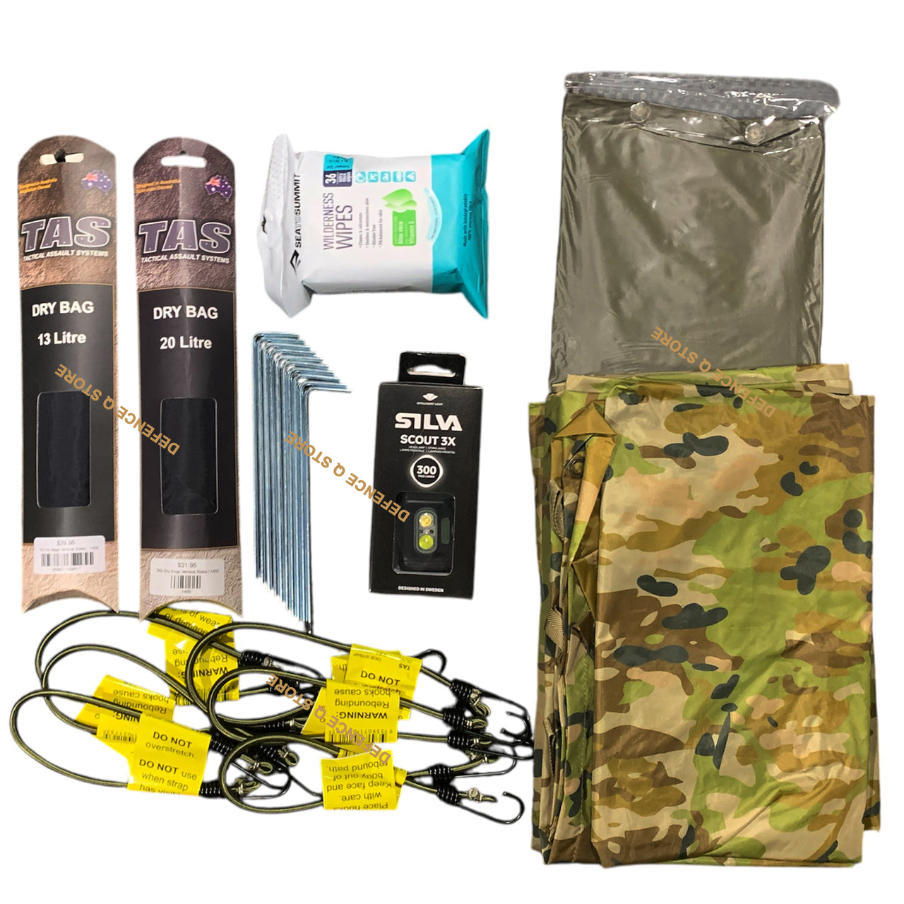 Heading out for Cadet Exercise Bivouac training? This carefully curated bundle delivers the non-issue field gear that transforms your training experience. Keep essentials protected with reliable dry bags, maintain hygiene on the go with quality wipes, and navigate night operations confidently using a dependable headlamp. www.defenceqstore.com.au