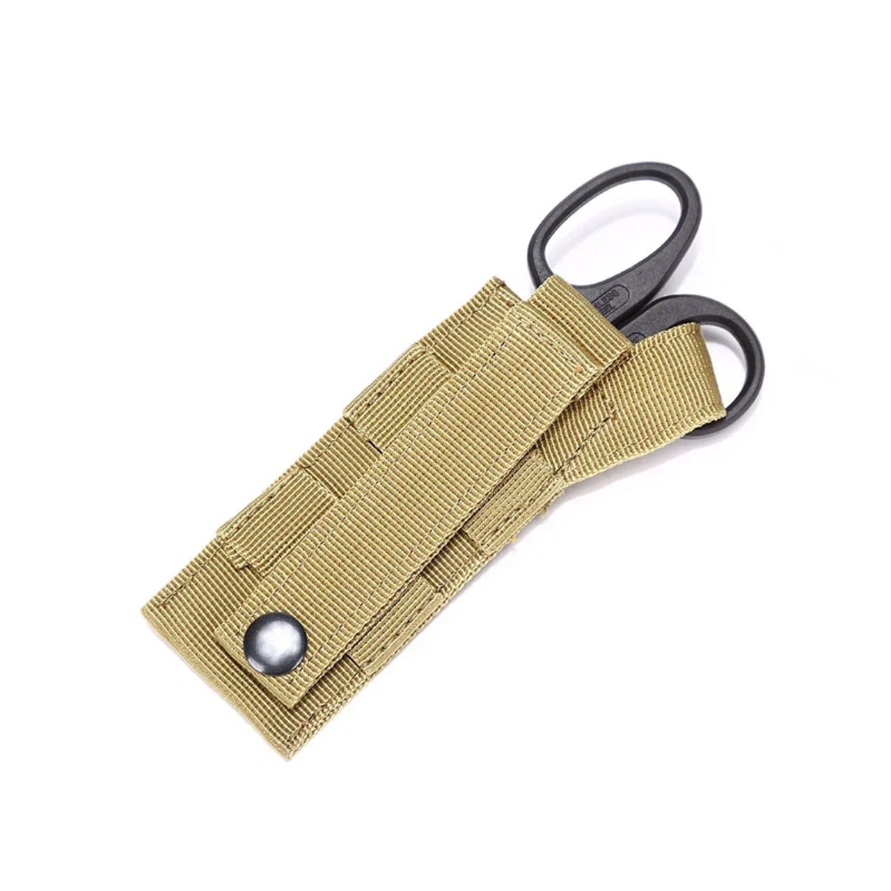 This locally made pouch is designed for tactical vests plus belts and offers a sleek, lightweight, and effective solution. It features a padded sleeve for a single pair of medium sized trauma shears, with an easy access button clip system that can be operated with one hand. The pouch only requires one MOLLE column for attachment, ensuring quick and convenient access to vital tools when every second counts. www.defenceqstore.com.au