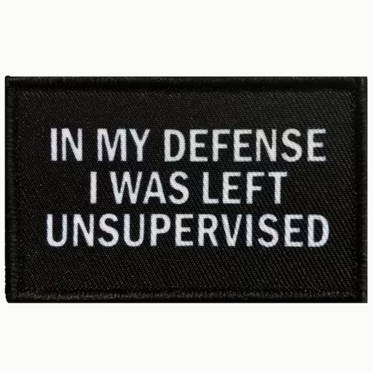 Unleash your rebellious spirit with the In My Defense I Was Left Unsupervised Morale Patch! Featuring an sublimated design and hook & loop backing, this 8x5cm patch is the perfect addition to your collection. Show off your unapologetic confidence and unique sense of humour with this high-quality product. www.defenceqstore.com.au