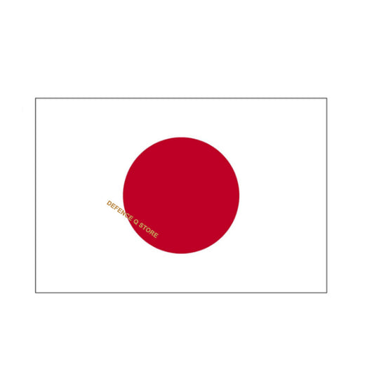 The national flag of Japan is a rectangular white banner bearing a crimson-red disc at its center. This flag is officially called Nisshōki (日章旗, the "sun-rise flag"), but is more commonly known in Japan as Hinomaru (日の丸, the "circle of the sun"). It embodies the country's sobriquet: Land of the Rising Sun. www.defenceqstore.com.au