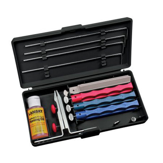 Angle constancy is the most critical and the most elusive element of hand sharpening. The Lansky Controlled-Angle System is a guided knife sharpening system that ensures that your knife edge sharpens to the exact bevel you specify. www.defenceqstore.com.au