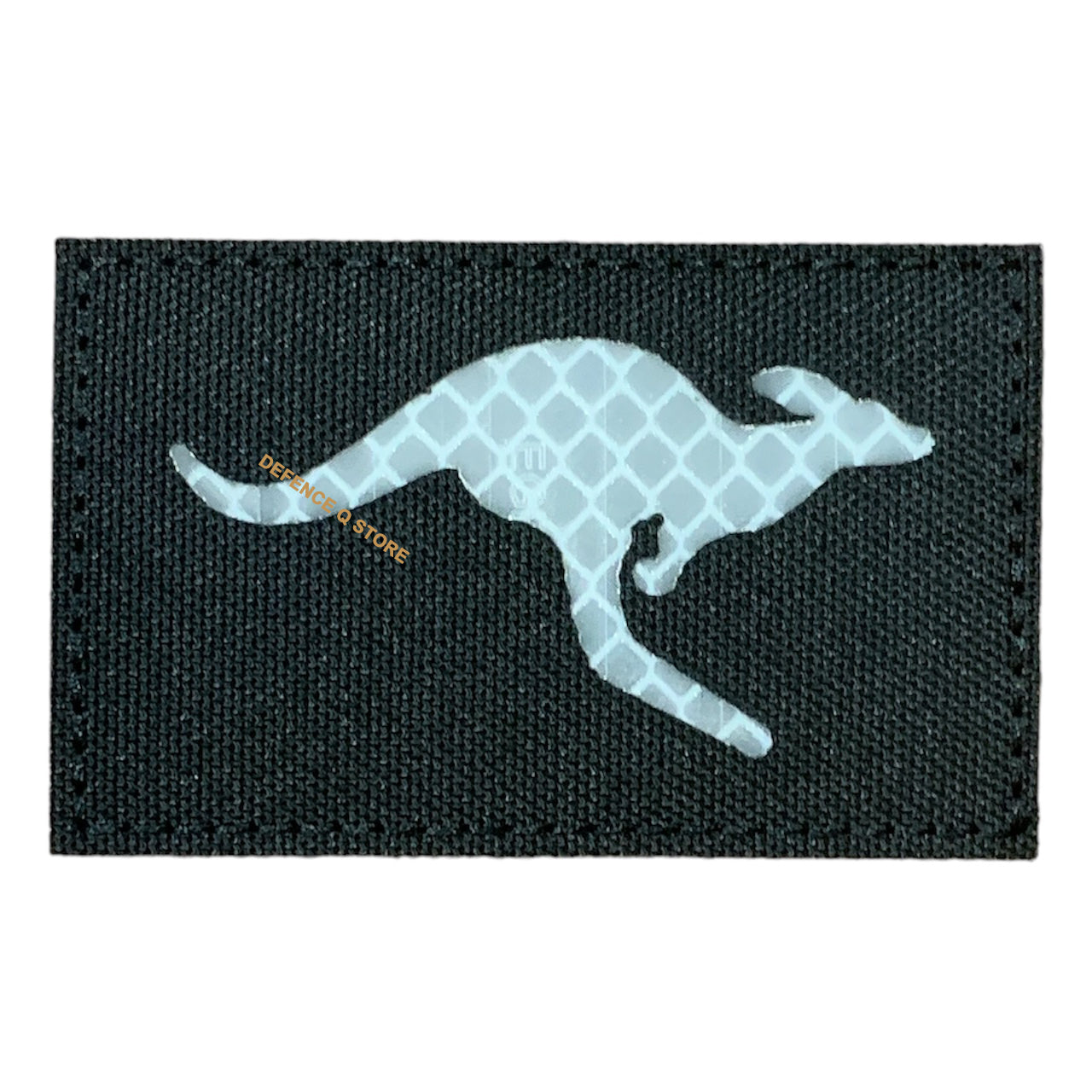 Elevate your everyday look and show off your patriotic spirit with the Kangaroo Reflective Laser Cut Velcro Backed Morale Patch Black. Perfect for jackets, packs, and caps, this 5cm X 8cm patch exudes charm and style while displaying your passion for your country.  www.defenceqstore.com.au where cadets shop