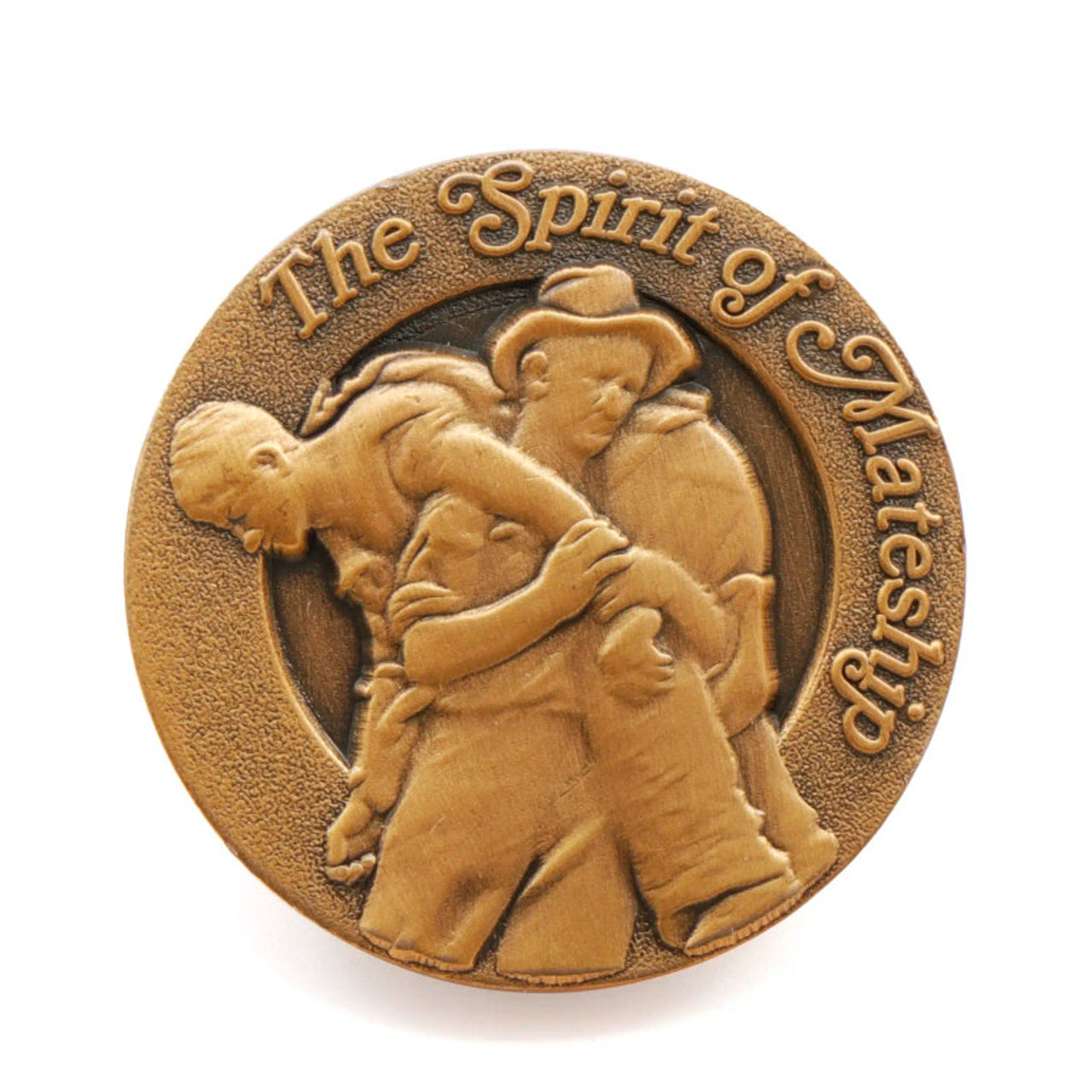 The Leslie Bull Allen Spirit of Mateship Magna Badge is a poignant and versatile tribute to an extraordinary act of bravery. Crafted with precision, this 25mm oxy brass magna badge showcases the iconic image of Leslie "Bull" Allen MM, a courageous 26-year-old from Ballarat, Victoria, heroically carrying a wounded American soldier to safety amidst the relentless battle on Mount Tambu. www.defenceqstore.com.au