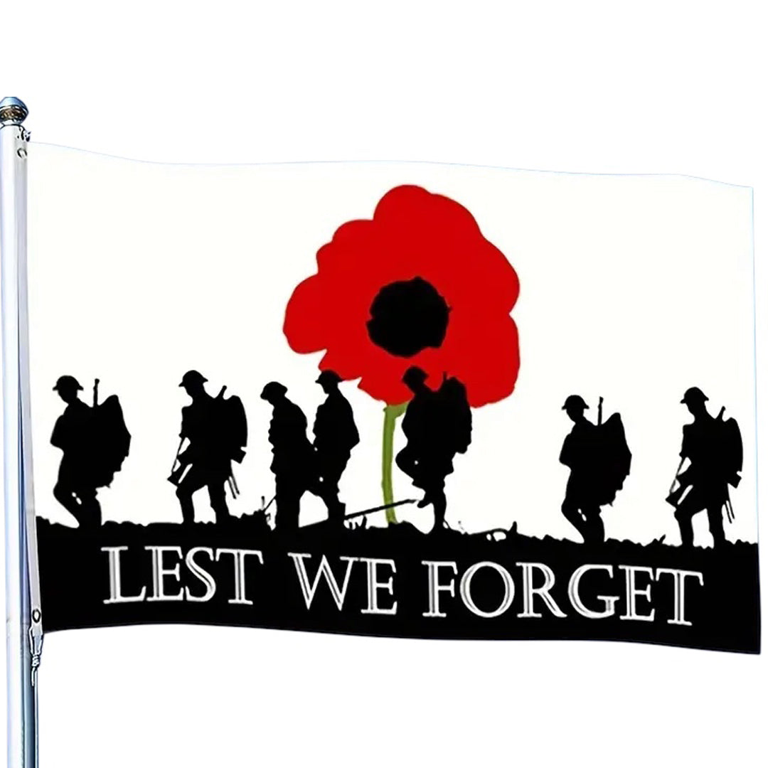 These widely appreciated polyester flags are specially treated to maintain vibrant colors, ensuring they remain striking and respectful during commemorations. Designed for indoor use and short-term outdoor display, they offer a durable and meaningful way to honor and remember. The Lest We Forget Flag serves as a powerful symbol of remembrance, making it an essential addition to any tribute or memorial setting. www.defenceqstore.com.au