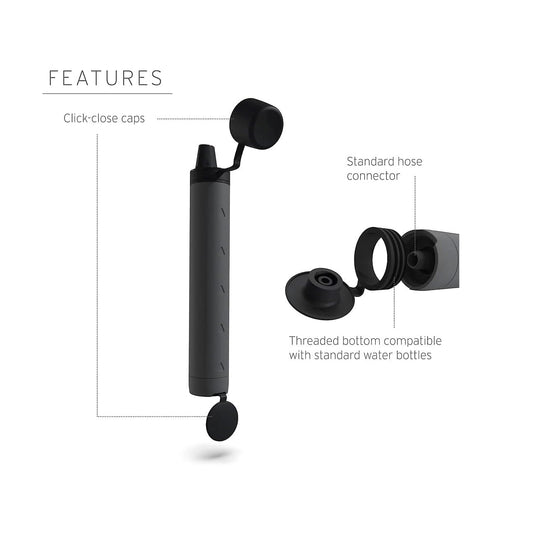 This ultra lightweight personal water filter straw is made from high performance premium sustainable materials, it has no extra parts to keep track of, and it boasts and enhanced flow rate for easy sipping. At 2 ounces and 5 years of safe water in the palm of your hand, no backpack, pocket, emergency bag or glove compartment should be without one. Your purchase has impact: For every LifeStraw product purchased, a school child in need receives safe water for an entire school year. www.defenceqstore.com.au