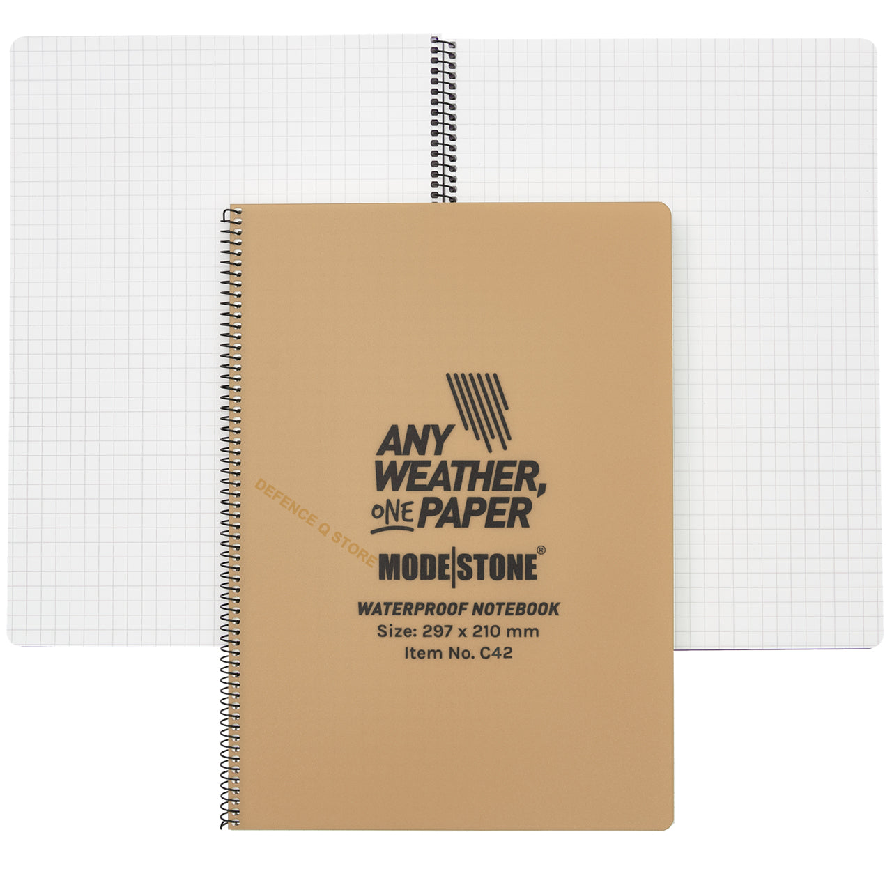 Modestone® stone paper is also an eco-friendly choice. Stone paper is made from 80% CaCo3 and 20% HDPE. www.defenceqstore.com.au