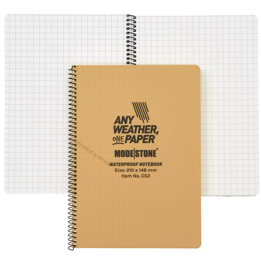 Size - 5.83 in x 8.27 in (148mm x 210mm) Page Pattern - 7x7mm grid Binding - Side wire-o Spiral Number of Pages - 100 Weight - 0.59 lbs (538 grams) Number of Sheets - 50 www.defenceqstore.com.au