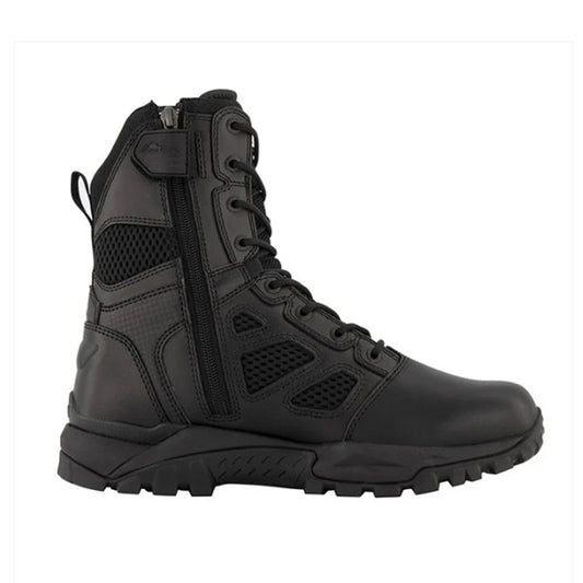 Crafted with premium full grain leather and CORDURA® AFT 3D fabric air mesh, these elite tactical boots deliver exceptional breathability through Cambrelle lining and strategic mesh vents. www.defenceqstore.com.au