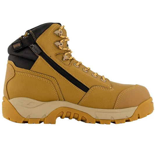 Spend long hours on your feet without discomfort with the Magnum Men's Precision Max Work Boots. These boots offer waterproof, breathable Clarino microfiber uppers and protective composite toes, all crafted with vegan-friendly materials. The fast-wicking lining helps manage moisture, keeping your feet dry and comfortable. www.defenceqstore.com.au