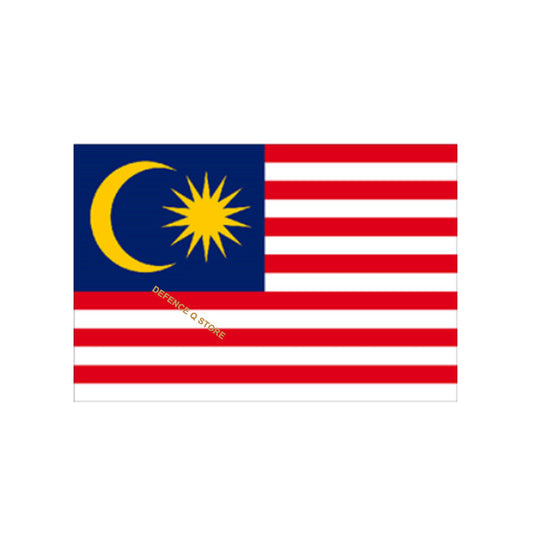 Discover the Malaysian Large Flag 150x90cm - a symbol of pride and unity. Featuring 14 vibrant alternating red and white stripes representing the equal status of 13 member states and federal territories, and a blue canton with a crescent and 14 point star symbolizing unity and Islamic heritage. Feel inspired by the Bintang Persekutuan (Federal Star) and proudly display your love for Malaysia with this flag. www.defenceqstore.com.au