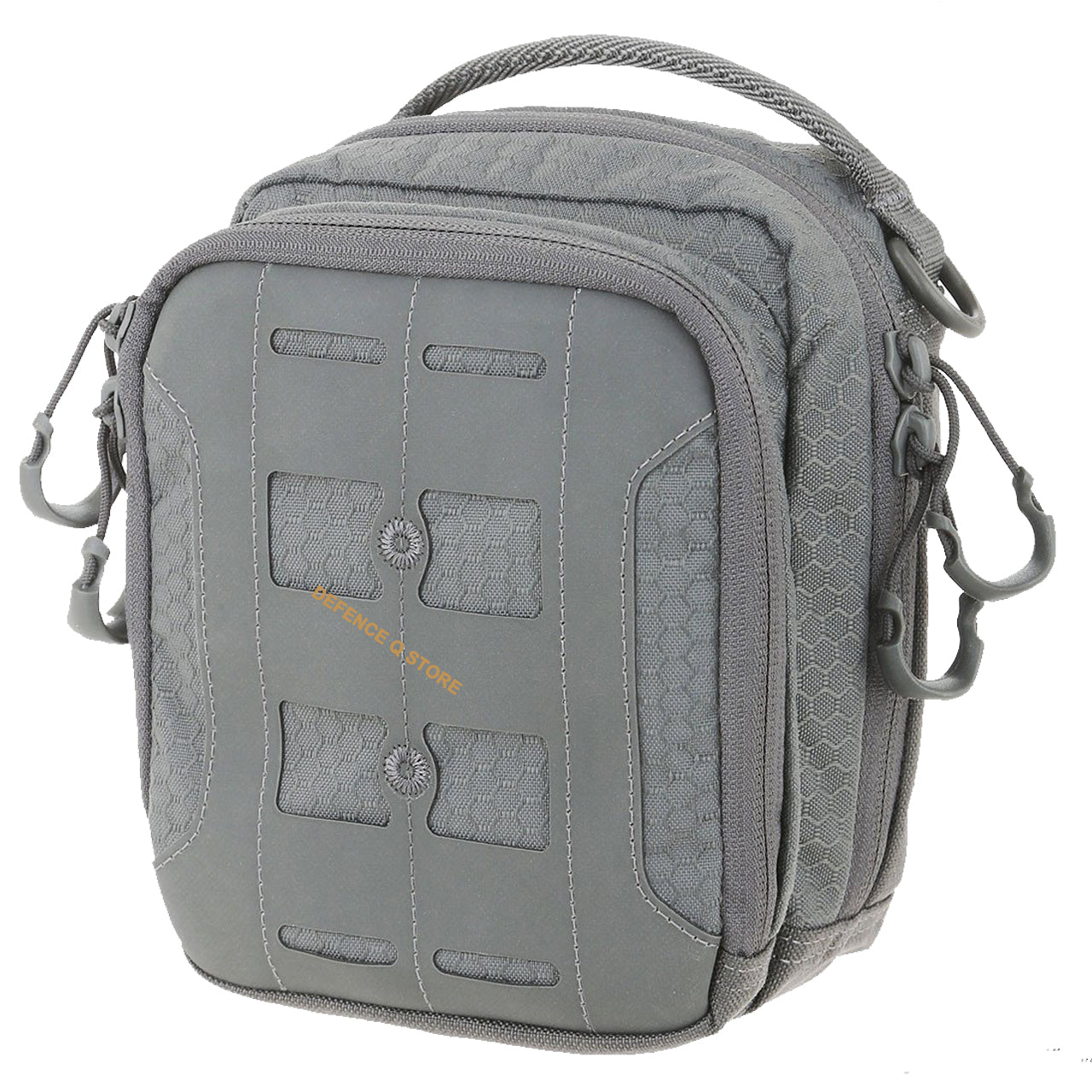 The AUP Accordion Utility Pouch is a small pouch with accordion style dividers. It has a frontal zippered compartment with elastic organization and a top carry handle made from comfortable Shapeshift webbing. www.defenceqstore.com.au