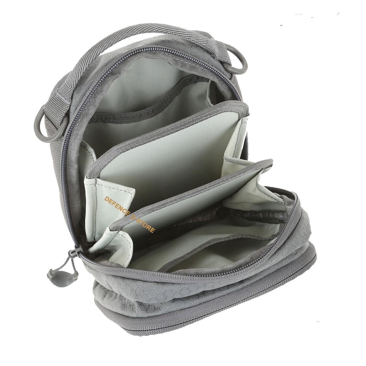 The AUP Accordion Utility Pouch is a small pouch with accordion style dividers. It has a frontal zippered compartment with elastic organization and a top carry handle made from comfortable Shapeshift webbing. www.defenceqstore.com.au