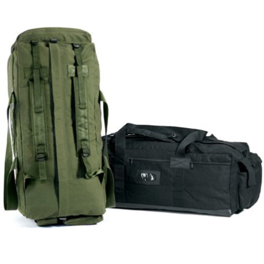 The Mossad Tactical Duffle is a duffle bag with backpack style straps for over the shoulder carrying, it also has carry handles The over the shoulder backpack style straps can be adjusted easily for comfort. It also has carry handles on each side, buttons and clips down the zip. Heavy duty cotton Adjustable backpack style straps on front Carry handles on the side Clip buttons for extra security over the zip www.defenceqstore.com.au