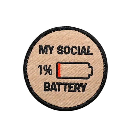 Transform into your strongest self with the My Social Battery Back Morale Patch Velcro Backed, measuring 7.5cm! Unleash your inner power and conquer every challenge with confidence and style. www.defenceqstore.com.au