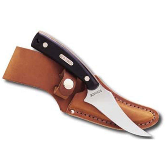 The Old Timer Sharpfinger 152OT is a timeless hunting knife with roots stretching back to the 1970s. Its 3.3″ high‑carbon satin-finish clip-point blade delivers precise slicing and field-dressing performance, while the sawcut brown Delrin-style handle offers a confident, ergonomic hold—even in wet conditions. www.defenceqstore.com.au