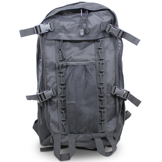 Built to be able to expand your load, this backpack is the ultimate daypack. Main compartment 33(W) x 55(H) x 13(D)cm - 23Lt Front Pocket 27x43x6cm - 7Lt Total 33x55x19cm = 30Lt Empty weight 1.55Kg www.defenceqstore.com.au