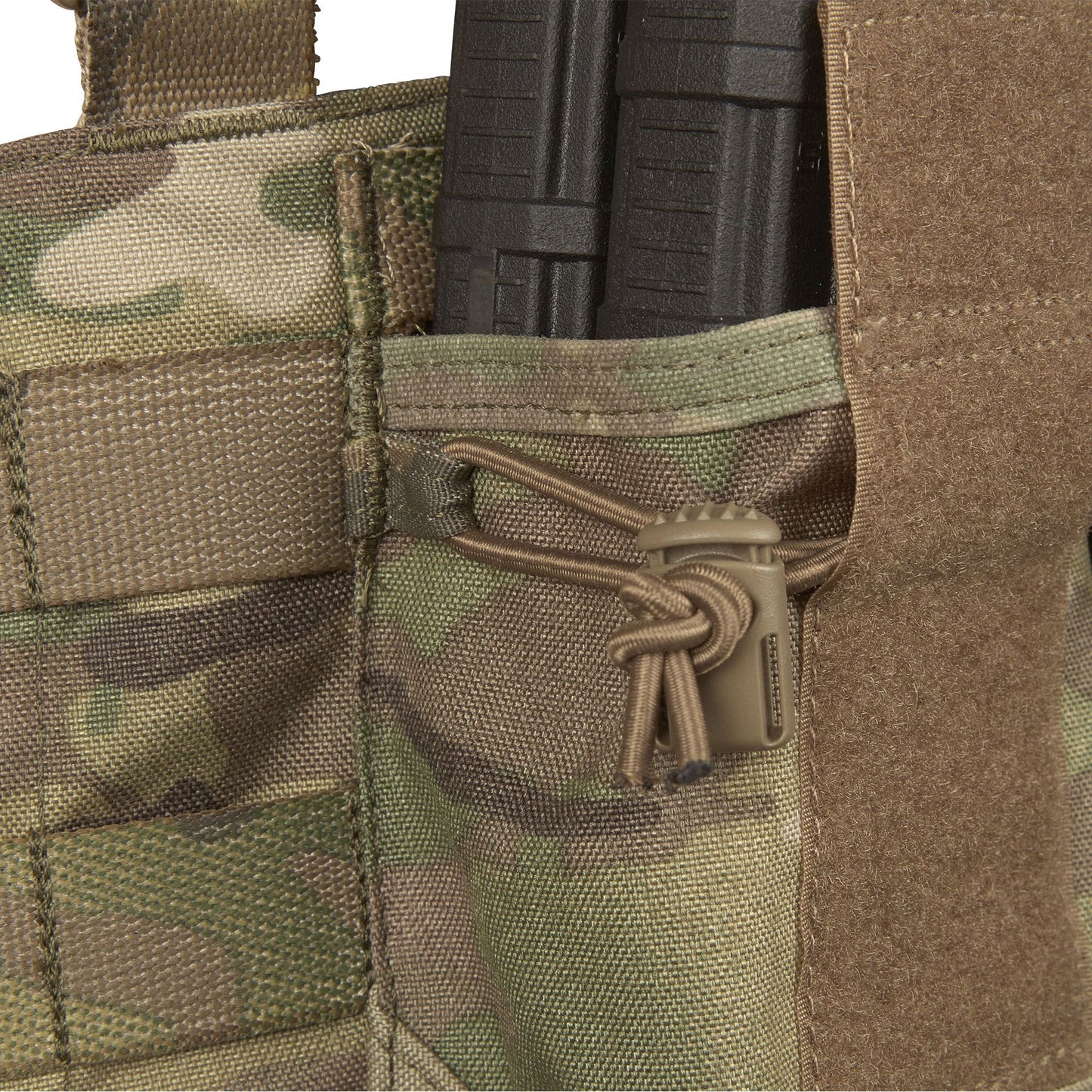 The magazine pouches have adjustable/removable lids to allow larger magazines, such as AK47 mags to be carried or allow easier access to mags by removing the flaps all together. They can also accommodate a pistol, black means (Baofeng) radio or a smoke grenade if required. Bungee retention around the mag pouches provides additional security for stowed items. www.defenceqstore.com.au
where the army shops