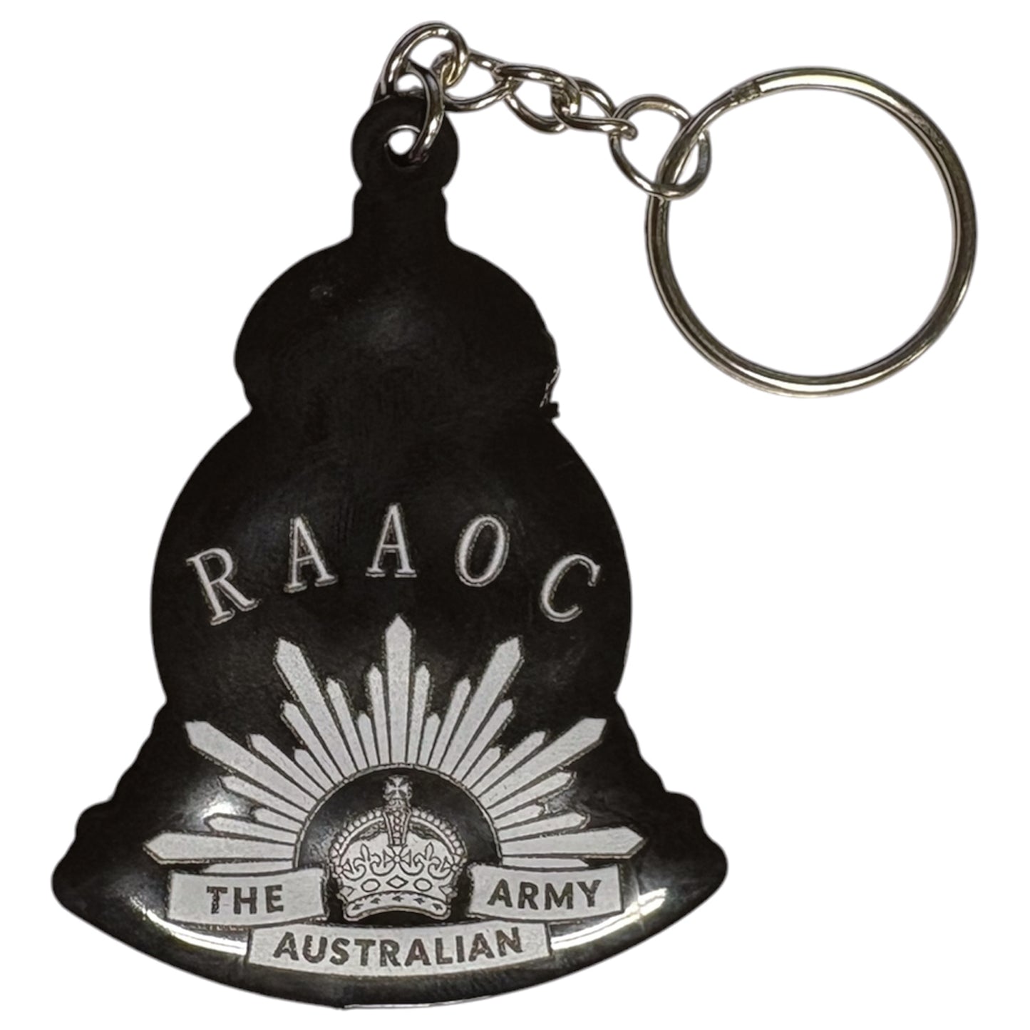 The Royal Australian Army Ordnance Corps (RAAOC) PVC Key Ring is the perfect way to carry your pride in service. Display your unit affiliation with style and durability. This compact, printed PVC key ring keeps your keys organized while showcasing your military heritage wherever you go. www.defenceqstore.com.au