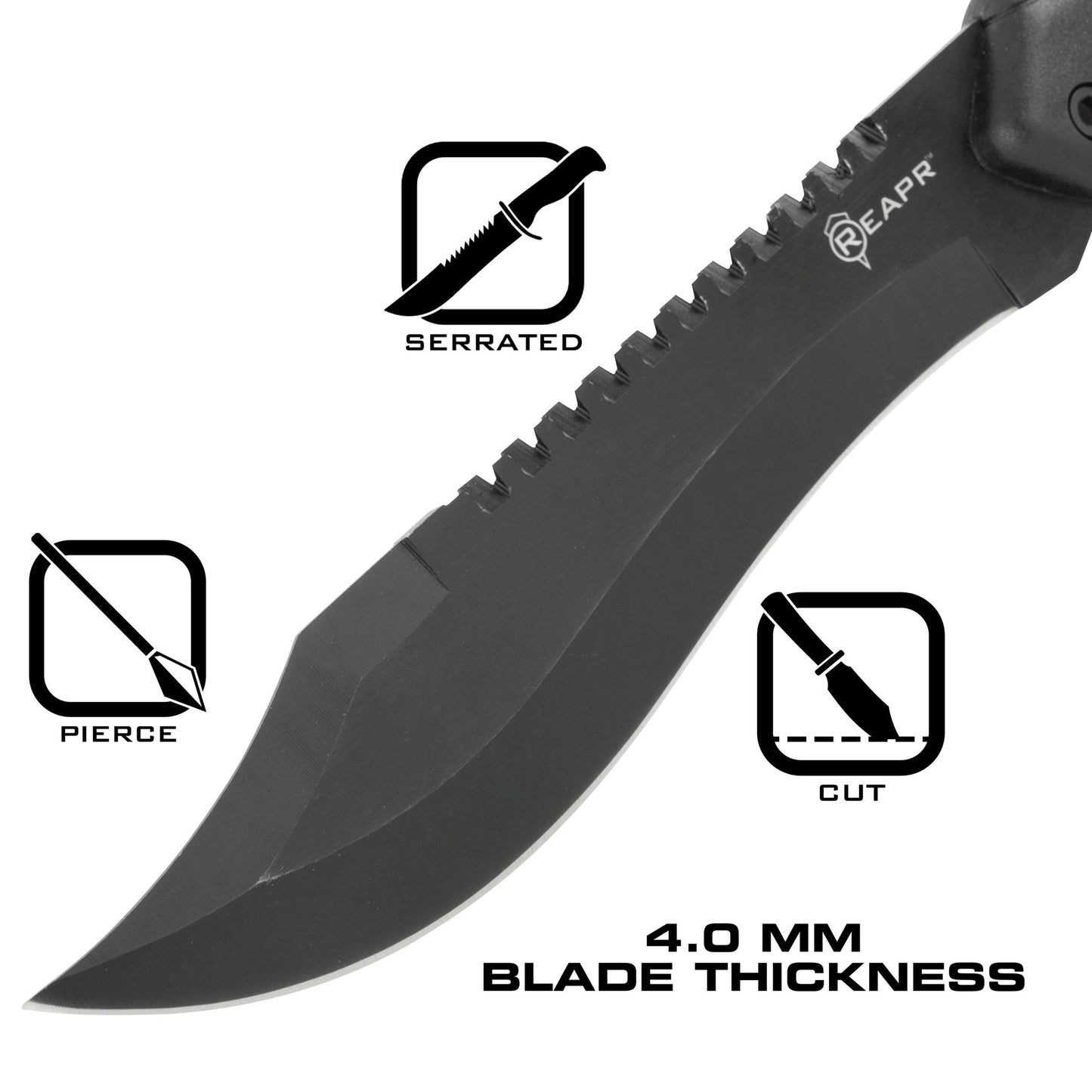 The REAPR 11001 TAC Bowie Knife is perfect for all your camping, hunting, tactical and survival needs. This tough and durable Bowie knife is great for hacking brush, peeling wood for tinder, dressing game, whittling branches and prepping food. This knife also gives you the upper hand tactically in any emergency. www.defenceqstore.com.au