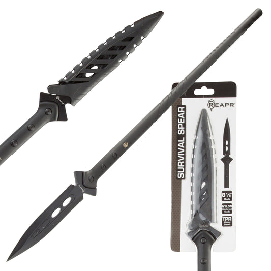 Designed for piercing, prying, impaling and breaching, the REAPR 11003 Survival Spear is ideal for hunting and tactical uses, as well as general protection. The shaft is shorter than many, making this spear excellent for close quarters survival and hunting. www.defenceqstore.com.au