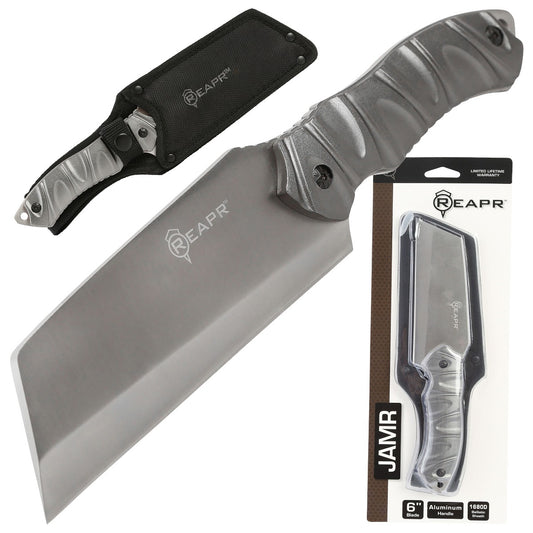 The Reapr JAMR Knife is the ultimate in versatile, tactical fixed-blade knives. The JAMR features an industry first modified cleaver blade, combining the functions of a cleaver, drop point knife and reverse tanto blade to meet a variety of demands, whether as a hunting knife, camping knife, and for guiding, tactical and survival use. www.defenceqstore.com.au