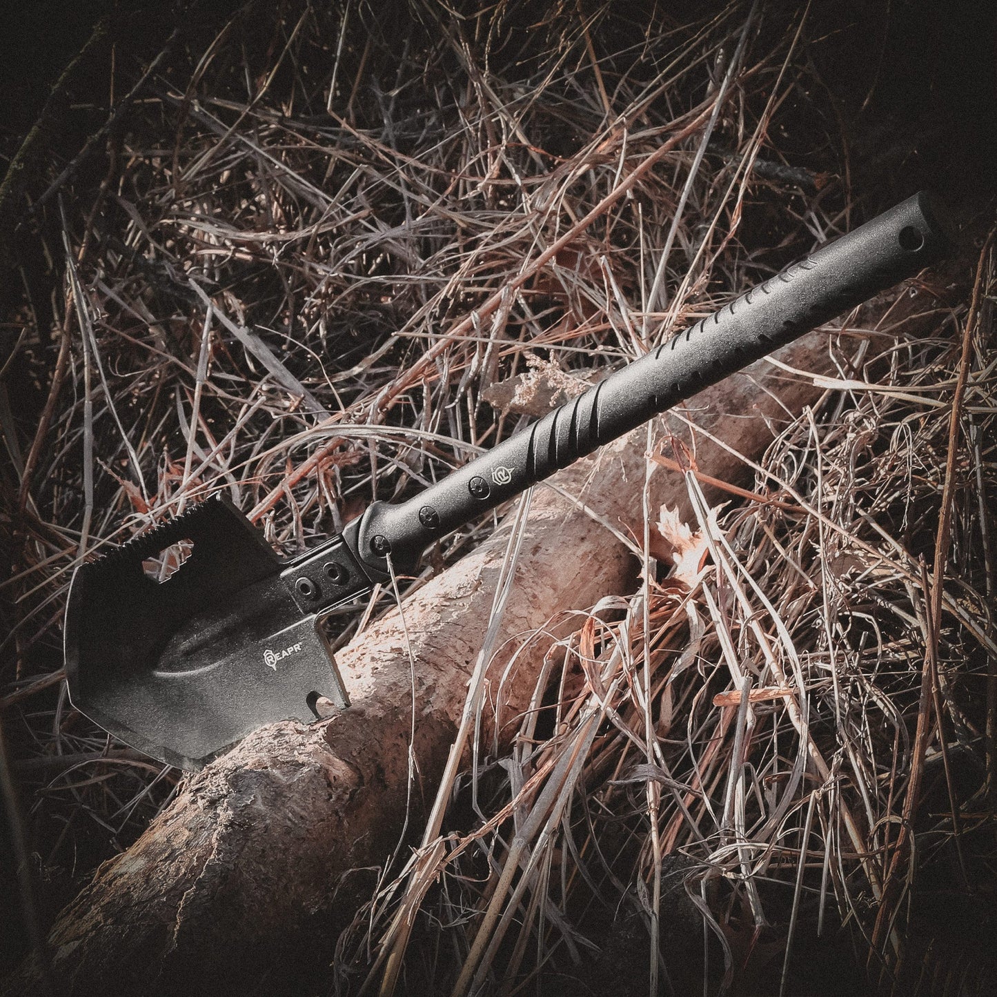 The REAPR 11021 TAC Survival Shovel is the ultimate survival tool shovel. This compact, space saving tool, features a 7 1/2″ stainless steel precision cast head (with a powder coat wrinkle finish) combining a saw edge, ripper, chopping edge and wrenches. www.defenceqstore.com.au
