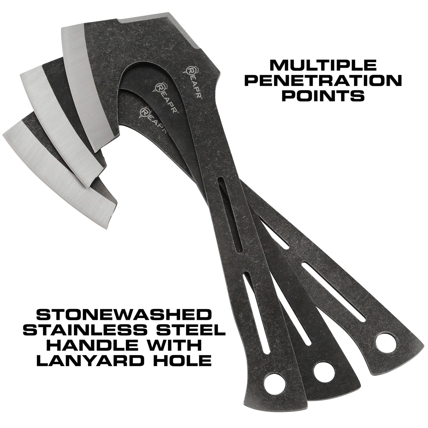 Find your perfect set of throwers in the Chuk 3 Piece Axe Set. Lightweight and ready to fly, the 3-5/8” stonewashed finished blade is perfectly balanced. These Axes are a great recreational tool for camping, parties, barbecues and more. www.defenceqstore.com.au