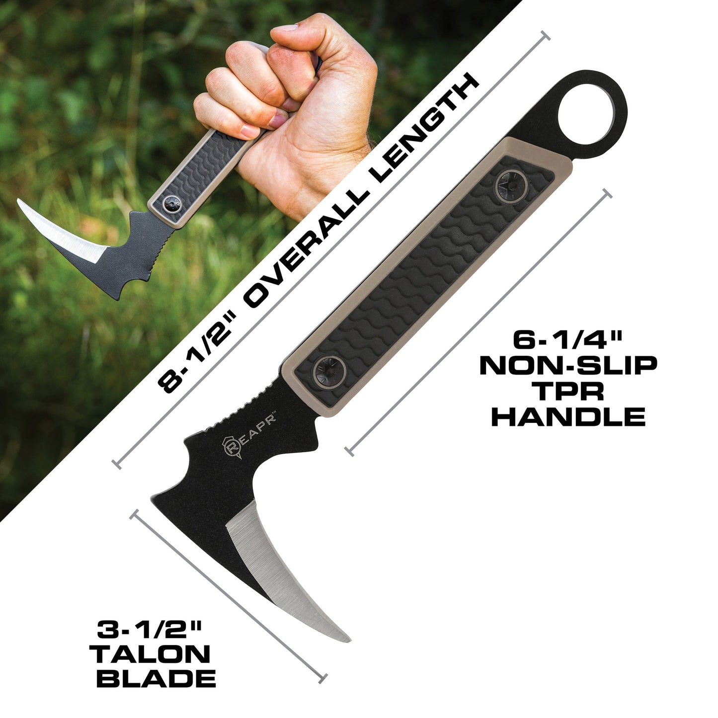 There aren’t too many cutting tasks the Versa Karambit can’t tackle with ease. The 3-1/2” full-tang talon blade will cut through cut nylon strapping, canvas and heavy materials without hesitation while the powder-coated 420 stainless steel construction is strong, sturdy and ideal for re-sharpening when the time comes. www.defenceqstore.com.au
