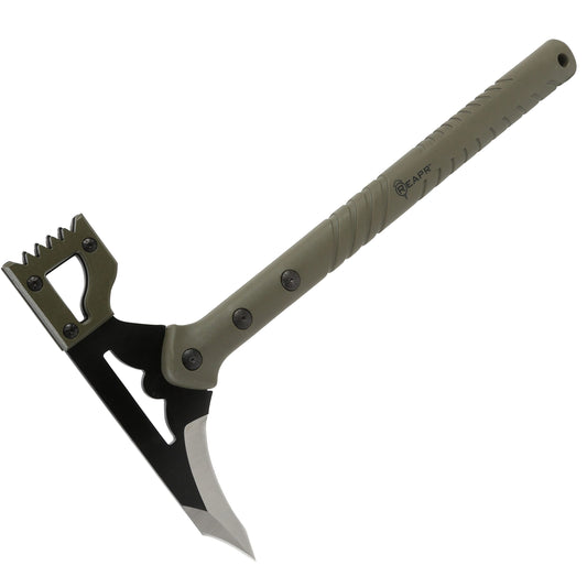 Channel your inner warrior with the superbly crafted Reapr Battle Hammer. The head features a destructive deep-milled hammer face that will demolish and pummel with ferocious efficiency as well as a sharp spiked blade for extreme piercing. www.defenceqstore.com.au