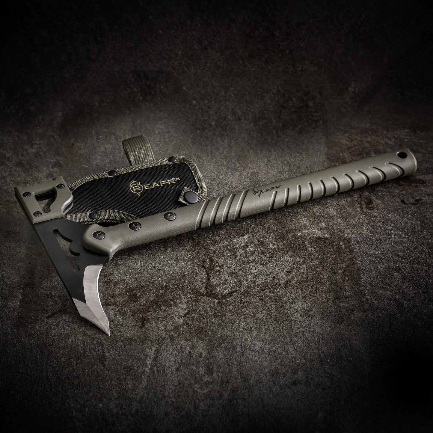 Channel your inner  warrior  with  the  superbly crafted Reapr Battle Hammer. The head features a destructive deep-milled  hammer face that will  demolish  and pummel with ferocious efficiency as well as a sharp spiked blade for extreme  piercing. www.defenceqstore.com.au